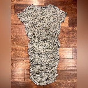 Ruched Green Fitted midi Dress